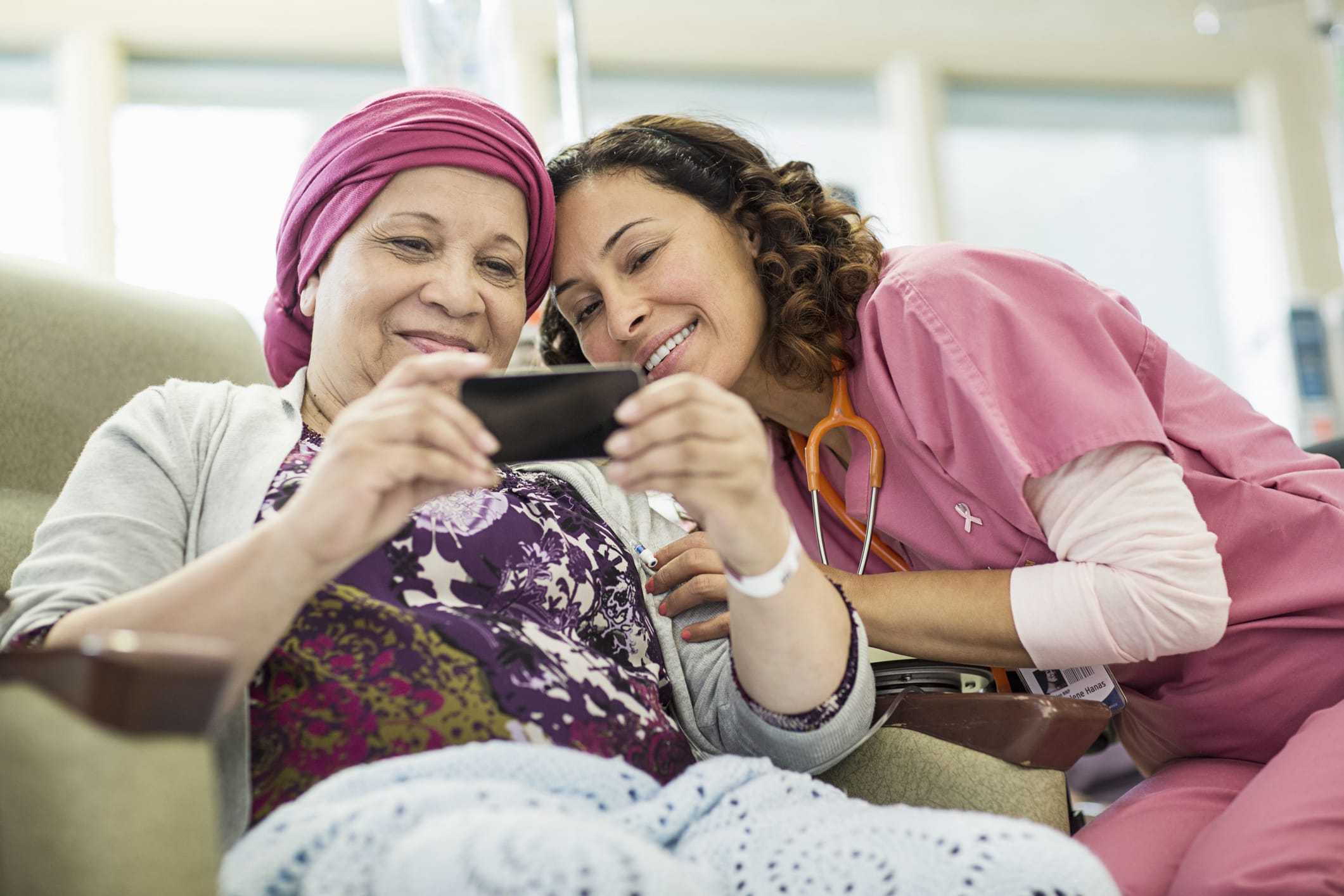 nurse and patient taking photo