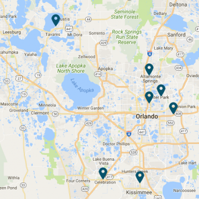 Maps image of AdventHealth locations in Central Florida